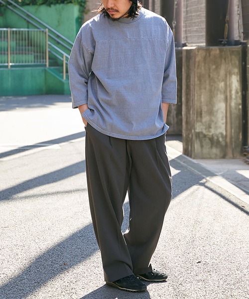 Goodwear(グッドウェア)の「【Goodwear】製品染め7分袖SUPER BIGフットボールTシャツ(Tシャツ/カットソー・メンズ・グリーン/ネイビー/ベージュ/チャコール・S/M/L)」の11枚目の写真