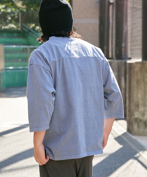 Goodwear(グッドウェア)の「【Goodwear】製品染め7分袖SUPER BIGフットボールTシャツ(Tシャツ/カットソー・メンズ・グリーン/ネイビー/ベージュ/チャコール・S/M/L)」の6枚目の写真