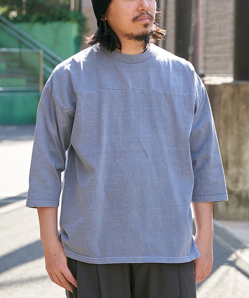 Goodwear(グッドウェア)の「【Goodwear】製品染め7分袖SUPER BIGフットボールTシャツ(Tシャツ/カットソー・メンズ・グリーン/ネイビー/ベージュ/チャコール・S/M/L)」の7枚目の写真