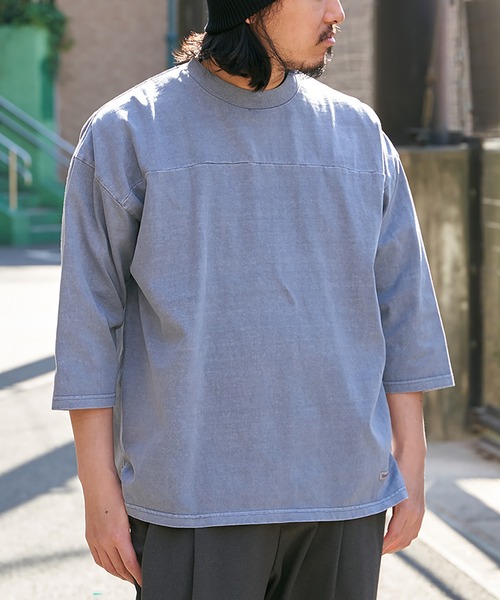 Goodwear(グッドウェア)の「【Goodwear】製品染め7分袖SUPER BIGフットボールTシャツ(Tシャツ/カットソー・メンズ・グリーン/ネイビー/ベージュ/チャコール・S/M/L)」の5枚目の写真