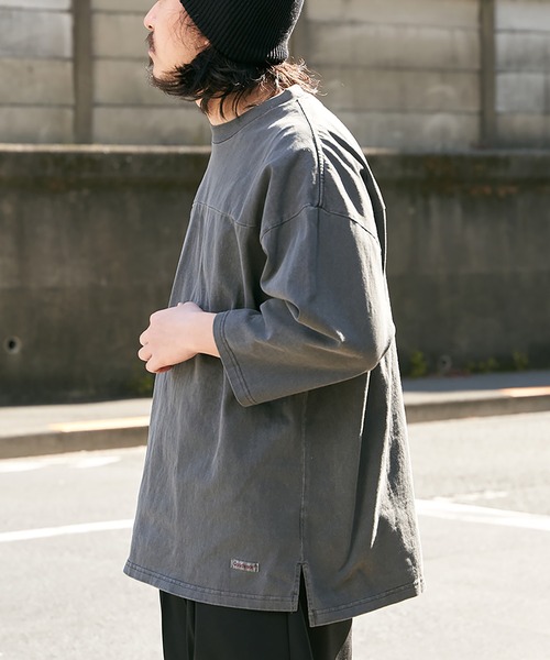 Goodwear(グッドウェア)の「【Goodwear】製品染め7分袖SUPER BIGフットボールTシャツ(Tシャツ/カットソー・メンズ・グリーン/ネイビー/ベージュ/チャコール・S/M/L)」の13枚目の写真