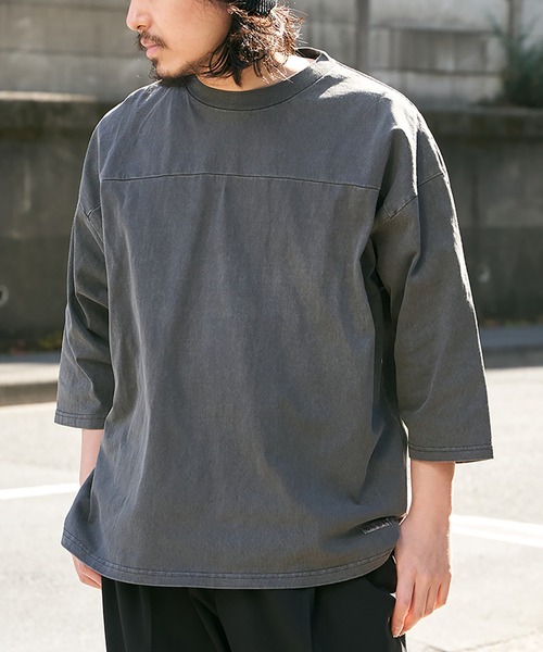 Goodwear(グッドウェア)の「【Goodwear】製品染め7分袖SUPER BIGフットボールTシャツ(Tシャツ/カットソー・メンズ・グリーン/ネイビー/ベージュ/チャコール・S/M/L)」の12枚目の写真