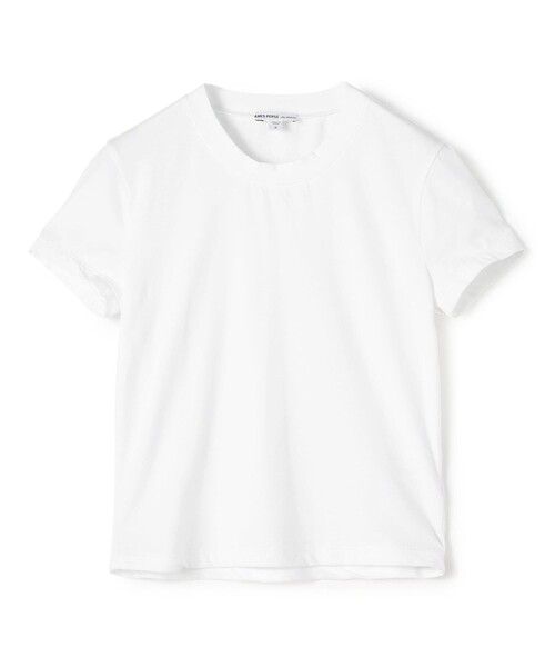 JAMES PERSE（ジェームスパース）の「コットンポリエステル クロップドTシャツ WMTP3926（Tシャツ/カットソー・レディース・ホワイト/ブラック・0）」の2枚目の写真