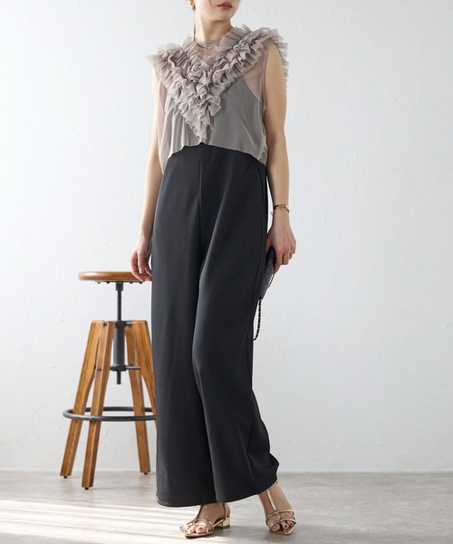 セール】チュールフリルベスト×オールインワンセット（つなぎ