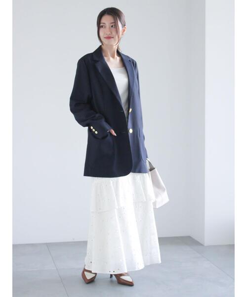 Te chichi（テチチ）の「シングルブレストテーラードジャケット（セットアップ可）《2025spring catalog item》（ノーカラージャケット・レディース・グレー/ネイビー・F）」の6枚目の写真