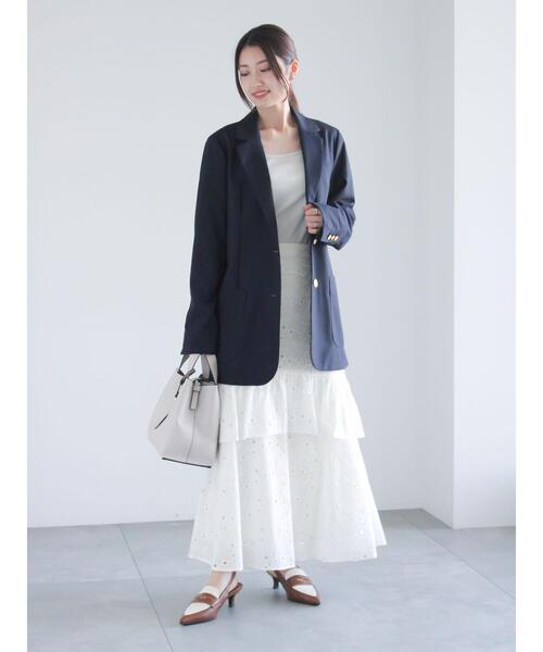 Te chichi（テチチ）の「シングルブレストテーラードジャケット（セットアップ可）《2025spring catalog item》（ノーカラージャケット・レディース・グレー/ネイビー・F）」の7枚目の写真