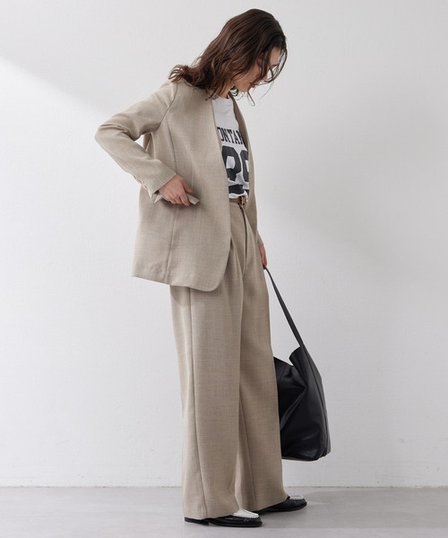 Whim Gazette(ウィムガゼット)の「ジュートライクノーカラージャケット(ノーカラージャケット・レディース・ブラック/ベージュ・FREE)」の10枚目の写真