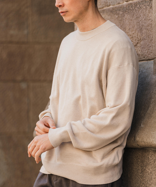 EDIFICE（エディフィス）の「E. シルク/ウール/カシミヤ ミックス モックネックニット（ニット/セーター・メンズ・ベージュ/ブルー/イエロー/チャコールグレー・LARGE/MEDIUM）」の7枚目の写真