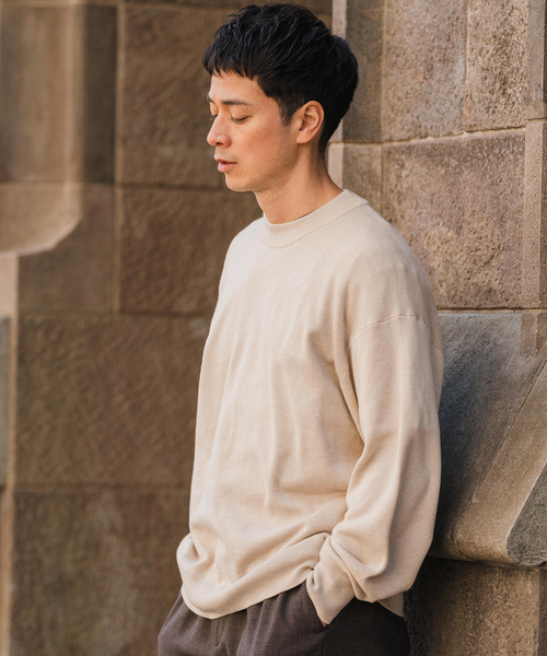 EDIFICE（エディフィス）の「E. シルク/ウール/カシミヤ ミックス モックネックニット（ニット/セーター・メンズ・ベージュ/ブルー/イエロー/チャコールグレー・LARGE/MEDIUM）」の10枚目の写真