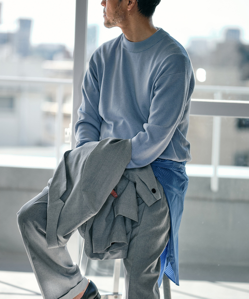 EDIFICE（エディフィス）の「E. シルク/ウール/カシミヤ ミックス モックネックニット（ニット/セーター・メンズ・ベージュ/ブルー/イエロー/チャコールグレー・LARGE/MEDIUM）」の11枚目の写真