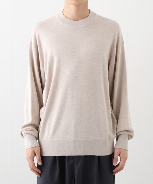 EDIFICE（エディフィス）の「E. シルク/ウール/カシミヤ ミックス モックネックニット（ニット/セーター・メンズ・ベージュ/ブルー/イエロー/チャコールグレー・LARGE/MEDIUM）」の21枚目の写真