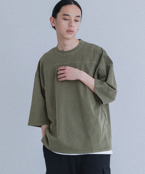 MDR（エムディアール）の「ヴィンテージ加工ピグメントクルーネック半袖Tシャツ（Tシャツ/カットソー・メンズ・ブラック/オフホワイト/カーキ・L/M）」の20枚目の写真