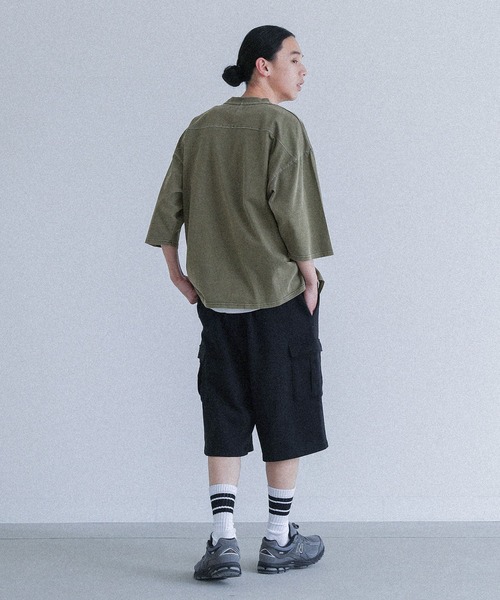 MDR（エムディアール）の「ヴィンテージ加工ピグメントクルーネック半袖Tシャツ（Tシャツ/カットソー・メンズ・ブラック/オフホワイト/カーキ・L/M）」の13枚目の写真