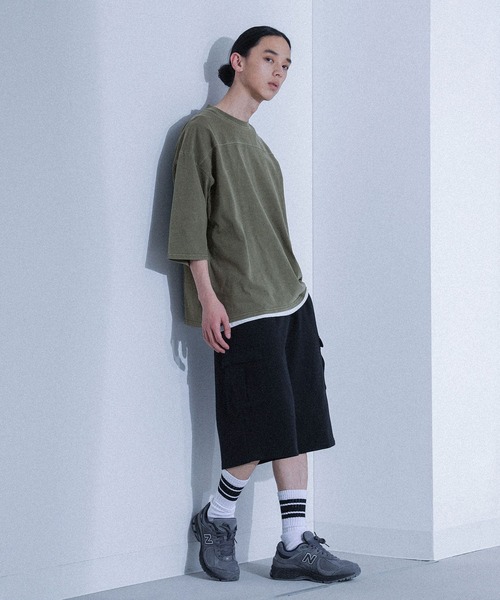 MDR（エムディアール）の「ヴィンテージ加工ピグメントクルーネック半袖Tシャツ（Tシャツ/カットソー・メンズ・ブラック/オフホワイト/カーキ・L/M）」の21枚目の写真