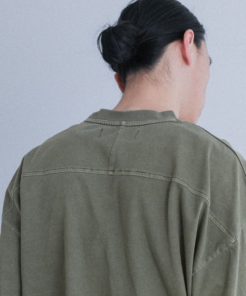 MDR（エムディアール）の「ヴィンテージ加工ピグメントクルーネック半袖Tシャツ（Tシャツ/カットソー・メンズ・ブラック/オフホワイト/カーキ・L/M）」の6枚目の写真