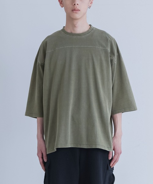 MDR（エムディアール）の「ヴィンテージ加工ピグメントクルーネック半袖Tシャツ（Tシャツ/カットソー・メンズ・ブラック/オフホワイト/カーキ・L/M）」の14枚目の写真