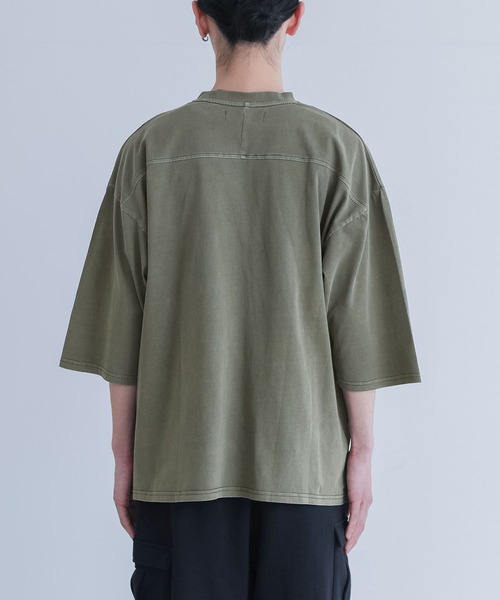 MDR（エムディアール）の「ヴィンテージ加工ピグメントクルーネック半袖Tシャツ（Tシャツ/カットソー・メンズ・ブラック/オフホワイト/カーキ・L/M）」の16枚目の写真