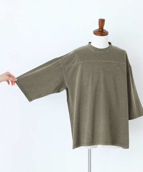 MDR（エムディアール）の「ヴィンテージ加工ピグメントクルーネック半袖Tシャツ（Tシャツ/カットソー・メンズ・ブラック/オフホワイト/カーキ・L/M）」の8枚目の写真