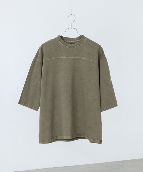 MDR（エムディアール）の「ヴィンテージ加工ピグメントクルーネック半袖Tシャツ（Tシャツ/カットソー・メンズ・ブラック/オフホワイト/カーキ・L/M）」の5枚目の写真