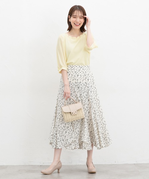 Honeys(ハニーズ)の「6分袖スカラップトップス(Tシャツ/カットソー・レディース・ホワイト/イエロー/ネイビー/ラベンダー・L/LL/M/S)」の12枚目の写真