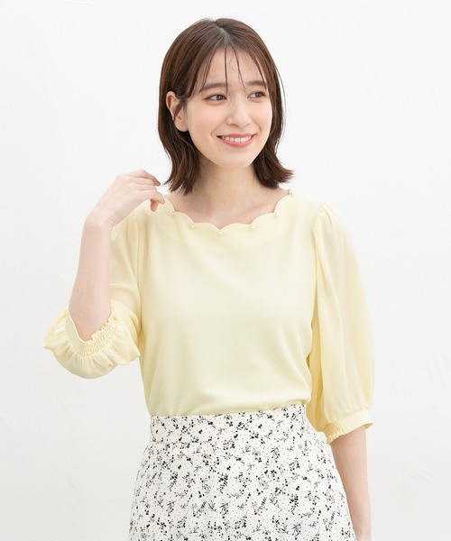 Honeys(ハニーズ)の「6分袖スカラップトップス(Tシャツ/カットソー・レディース・ホワイト/イエロー/ネイビー/ラベンダー・L/LL/M/S)」の15枚目の写真