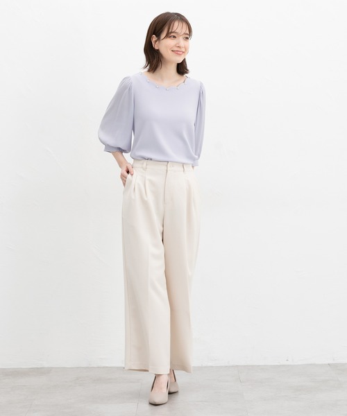 Honeys(ハニーズ)の「6分袖スカラップトップス(Tシャツ/カットソー・レディース・ホワイト/イエロー/ネイビー/ラベンダー・L/LL/M/S)」の16枚目の写真