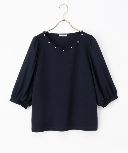 Honeys(ハニーズ)の「6分袖スカラップトップス(Tシャツ/カットソー・レディース・ホワイト/イエロー/ネイビー/ラベンダー・L/LL/M/S)」の21枚目の写真