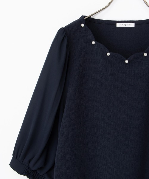 Honeys(ハニーズ)の「6分袖スカラップトップス(Tシャツ/カットソー・レディース・ホワイト/イエロー/ネイビー/ラベンダー・L/LL/M/S)」の22枚目の写真