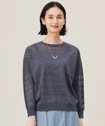 新品 大きいサイズ 自由区 バックボタン ボーダー 薄手ニット 洗える】SEMI WORSTED WOOL バスクボーダー ニット / J.PRESS