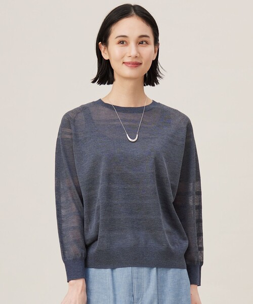 自由区(ジユウク)の「シアーボーダー ニット(ニット/セーター・レディース・ブラック系/ライトグレー系/ダルブルー系・38/40)」の3枚目の写真