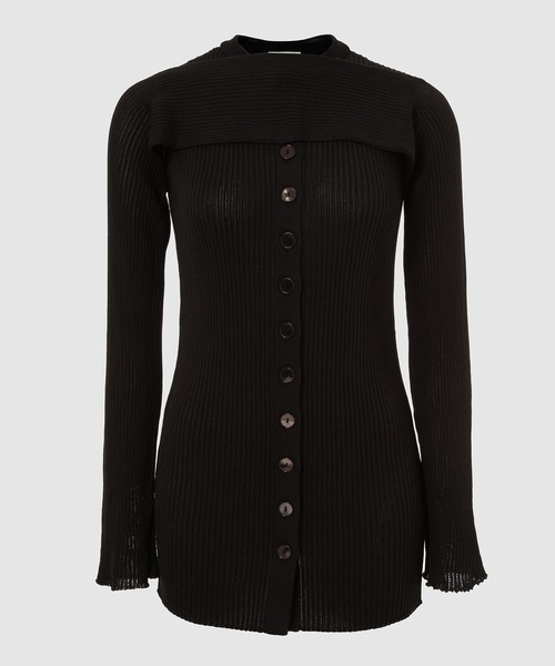 TAN（タン）の「2PIECE CREPE CARDIGAN（カーディガン/ボレロ・レディース・ブラック/アイボリー・FREE）」の2枚目の写真