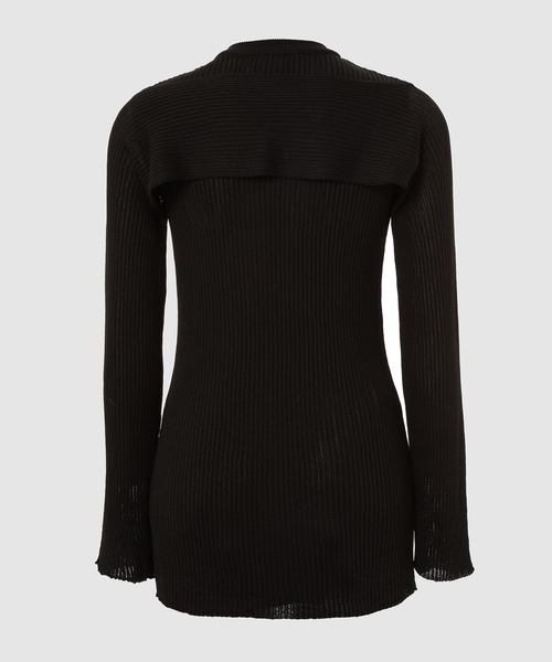 TAN（タン）の「2PIECE CREPE CARDIGAN（カーディガン/ボレロ・レディース・ブラック/アイボリー・FREE）」の3枚目の写真