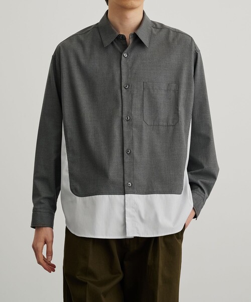 PUBLIC TOKYO（パブリックトウキョウ）の「ドッキングレイヤードシャツ（シャツ/ブラウス・メンズ・サックスブルー/ダークグレー・1/2）」の3枚目の写真