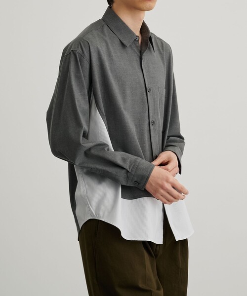 PUBLIC TOKYO（パブリックトウキョウ）の「ドッキングレイヤードシャツ（シャツ/ブラウス・メンズ・サックスブルー/ダークグレー・1/2）」の4枚目の写真