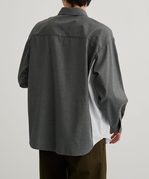 PUBLIC TOKYO（パブリックトウキョウ）の「ドッキングレイヤードシャツ（シャツ/ブラウス・メンズ・サックスブルー/ダークグレー・1/2）」の7枚目の写真