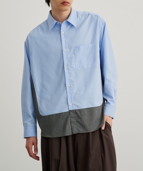 PUBLIC TOKYO（パブリックトウキョウ）の「ドッキングレイヤードシャツ（シャツ/ブラウス・メンズ・サックスブルー/ダークグレー・1/2）」の15枚目の写真