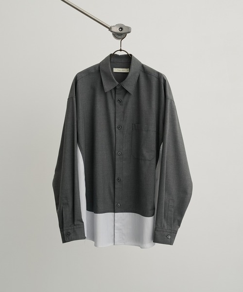 PUBLIC TOKYO（パブリックトウキョウ）の「ドッキングレイヤードシャツ（シャツ/ブラウス・メンズ・サックスブルー/ダークグレー・1/2）」の19枚目の写真