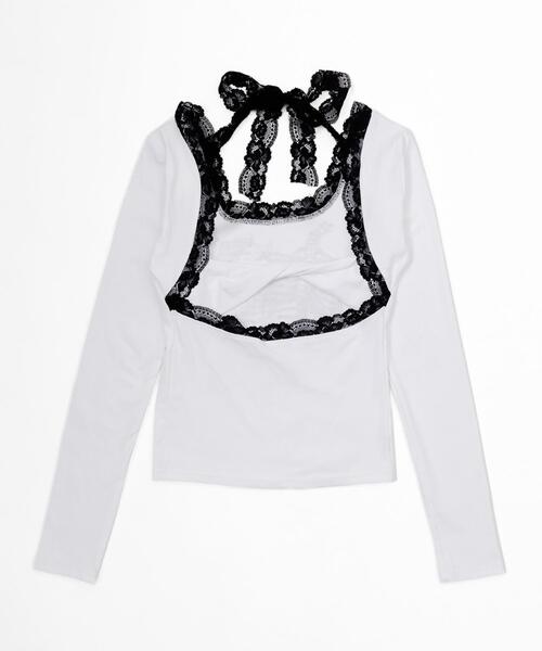 dispark（ディスパーク）の「DISPARK/レースデザインバタフライトップス（Tシャツ/カットソー・レディース・ブラック/ホワイト・FREE）」の13枚目の写真