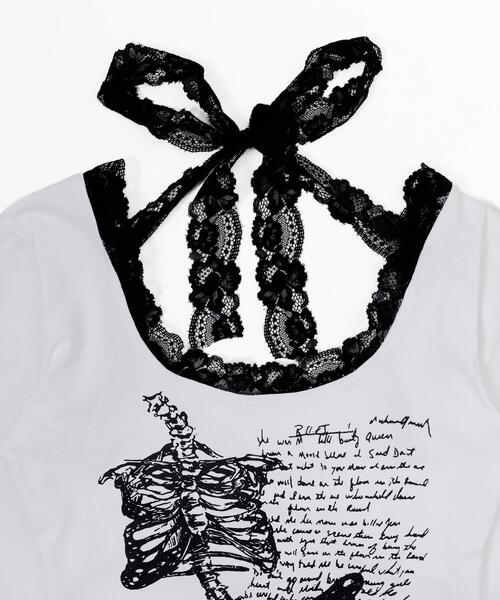 dispark（ディスパーク）の「DISPARK/レースデザインバタフライトップス（Tシャツ/カットソー・レディース・ブラック/ホワイト・FREE）」の14枚目の写真