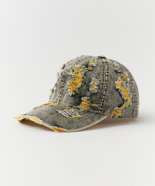 ROOPTOKYO（ループトウキョウ）の「Two-color damaged denim cap / 2カラーダメージデニムキャップ（キャップ・メンズ・イエロー/パープル/ピンク・FREE）」の15枚目の写真