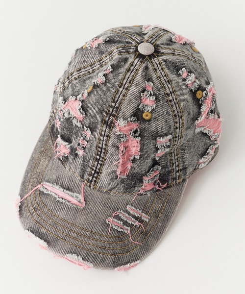ROOPTOKYO（ループトウキョウ）の「Two-color damaged denim cap / 2カラーダメージデニムキャップ（キャップ・メンズ・イエロー/パープル/ピンク・FREE）」の21枚目の写真