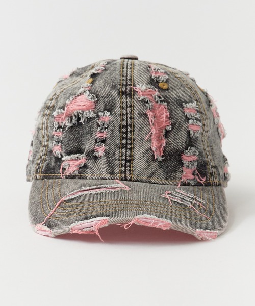 ROOPTOKYO（ループトウキョウ）の「Two-color damaged denim cap / 2カラーダメージデニムキャップ（キャップ・メンズ・イエロー/パープル/ピンク・FREE）」の12枚目の写真