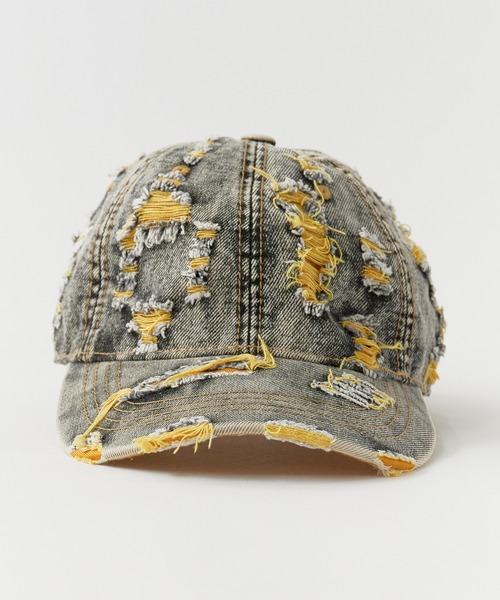 ROOPTOKYO（ループトウキョウ）の「Two-color damaged denim cap / 2カラーダメージデニムキャップ（キャップ・メンズ・イエロー/パープル/ピンク・FREE）」の16枚目の写真