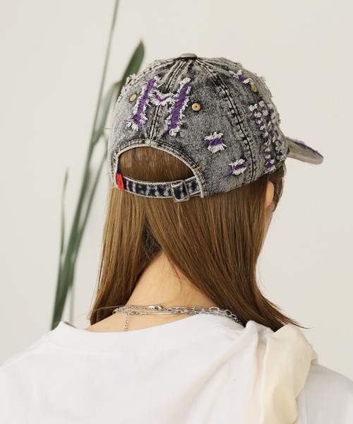 ROOPTOKYO（ループトウキョウ）の「Two-color damaged denim cap / 2カラーダメージデニムキャップ（キャップ・メンズ・イエロー/パープル/ピンク・FREE）」の17枚目の写真