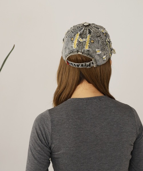 ROOPTOKYO（ループトウキョウ）の「Two-color damaged denim cap / 2カラーダメージデニムキャップ（キャップ・メンズ・イエロー/パープル/ピンク・FREE）」の13枚目の写真