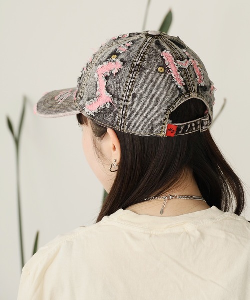 ROOPTOKYO（ループトウキョウ）の「Two-color damaged denim cap / 2カラーダメージデニムキャップ（キャップ・メンズ・イエロー/パープル/ピンク・FREE）」の8枚目の写真