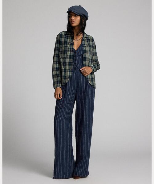 RRL(ダブル アール エル)の「ストライプド リネン ホルター ベスト(ベスト・レディース・ネイビー系1・2/3/4/1)」の3枚目の写真