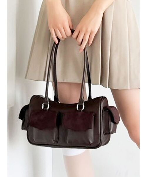 dazzlin（ダズリン）の「ツインポケットボストンバッグ（ボストンバッグ・レディース・オフホワイト/ブルー/ブラウン/オレンジ・FREE）」の3枚目の写真