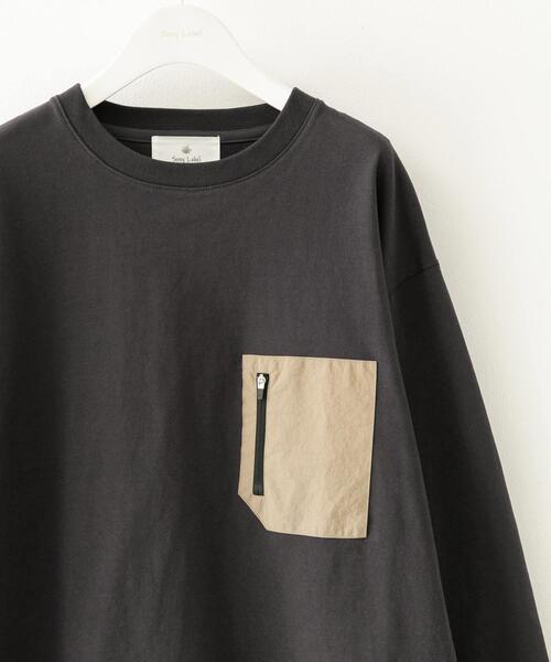 URBAN RESEARCH Sonny Label(アーバンリサーチサニーレーベル)の「ナイロンポケット切替ロングスリーブTEE(Tシャツ/カットソー・メンズ・チャコールグレー/ブラック/ホワイト・MEDIUM/LARGE/X-LARGE)」の1枚目の写真