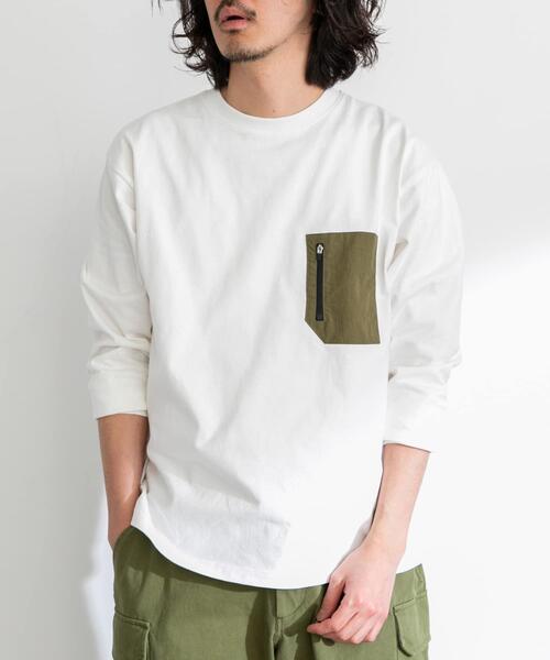 URBAN RESEARCH Sonny Label(アーバンリサーチサニーレーベル)の「ナイロンポケット切替ロングスリーブTEE(Tシャツ/カットソー・メンズ・チャコールグレー/ブラック/ホワイト・MEDIUM/LARGE/X-LARGE)」の4枚目の写真
